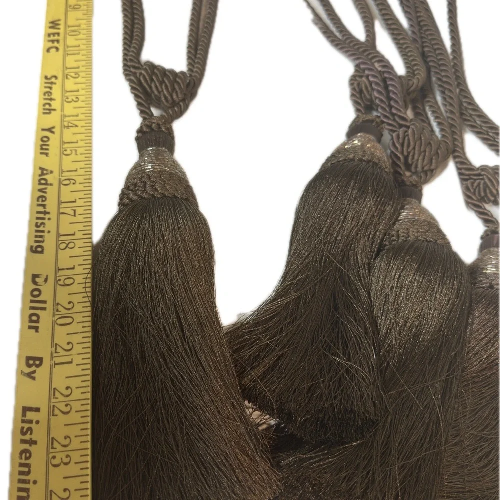 4 Elegant Large Brown Tassel Curtin Tiebacks